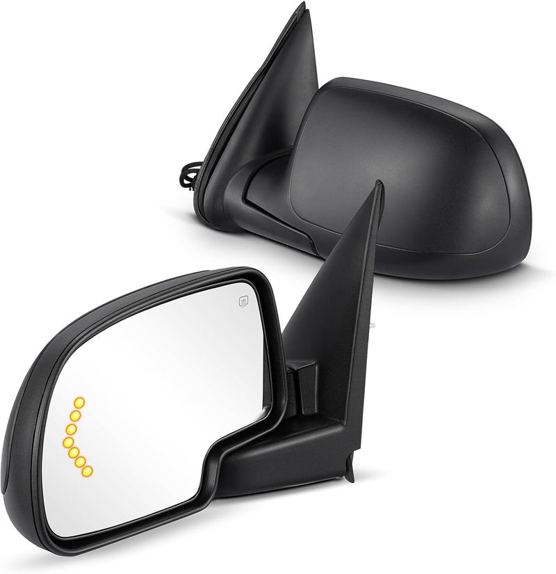 BDFHYK Towing Mirrors Compatible with Chevy Avalanche 1500/2500, Silverado 1500/3500, Silverado 2500 HD, Suburban 1500/2500, Tahoe; Compatible with GMC Sierra 1500 2500 3500, Yukon XL 1500 2500, Black - Image 1